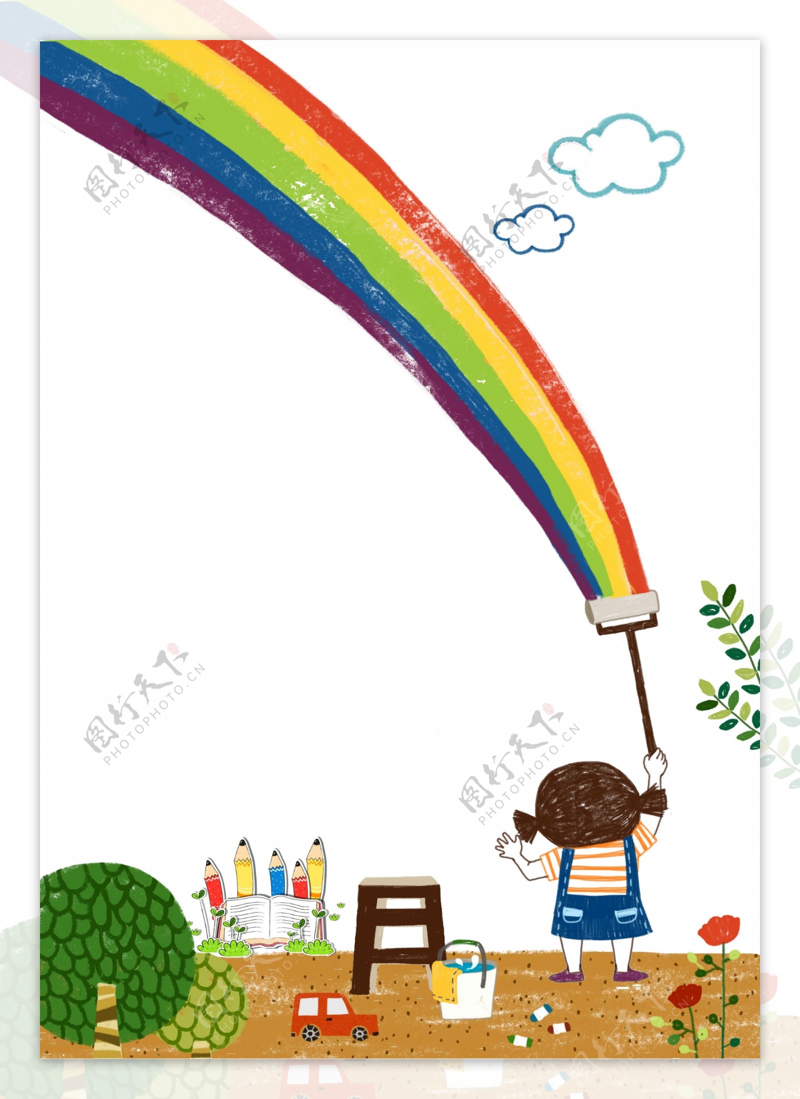手绘彩虹背景图