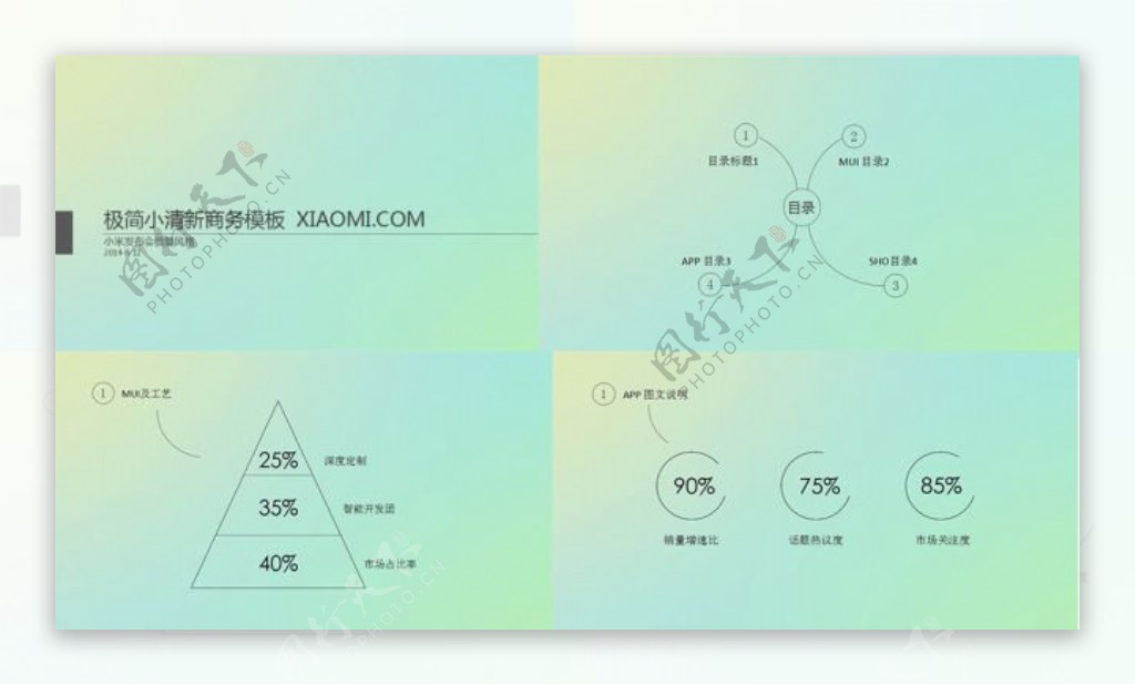 小米清新极简商务风格PPT