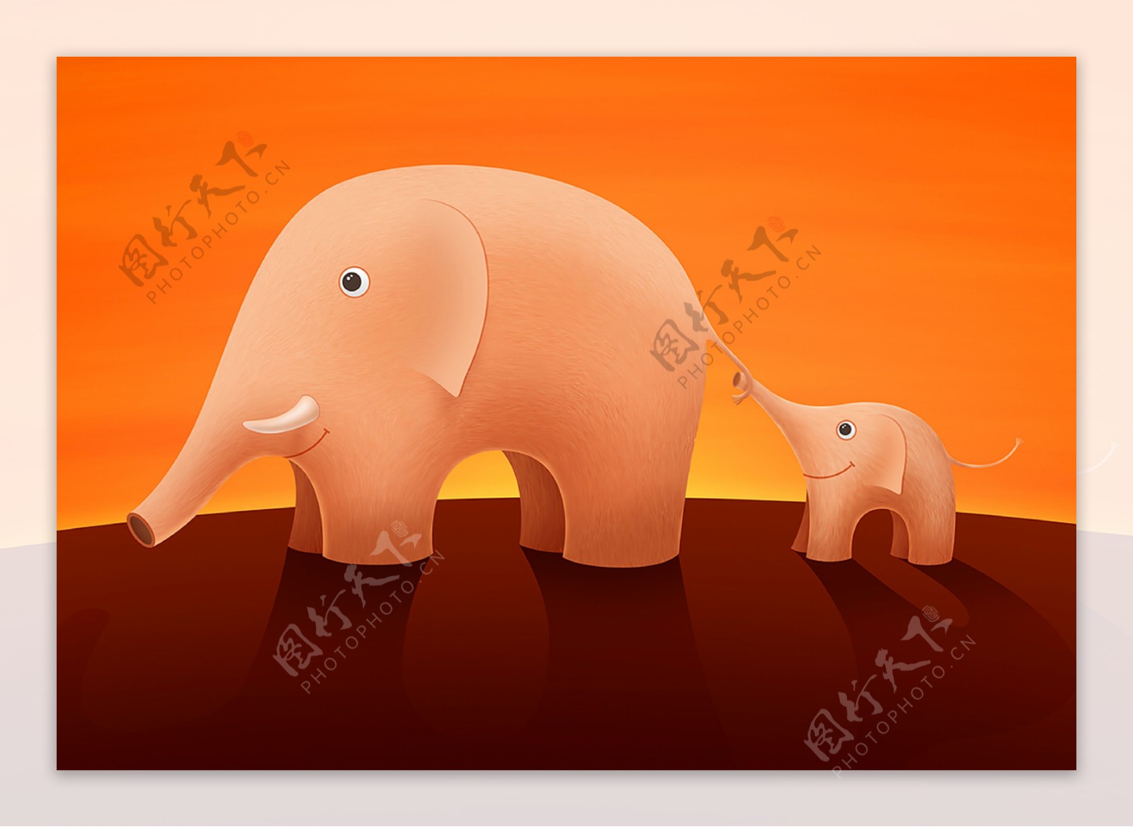 无框画大象母子图片