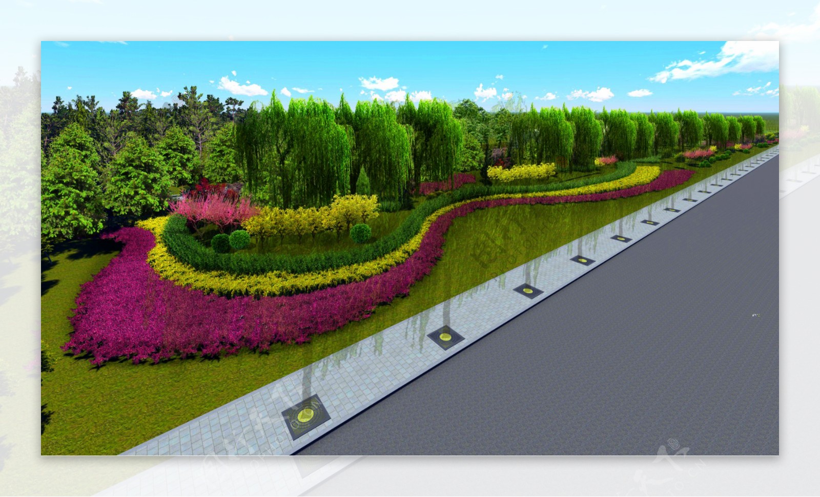 一些道路两侧绿化的效果图|空间|景观设计|蒋荣荣 - 原创作品 - 站酷 (ZCOOL)
