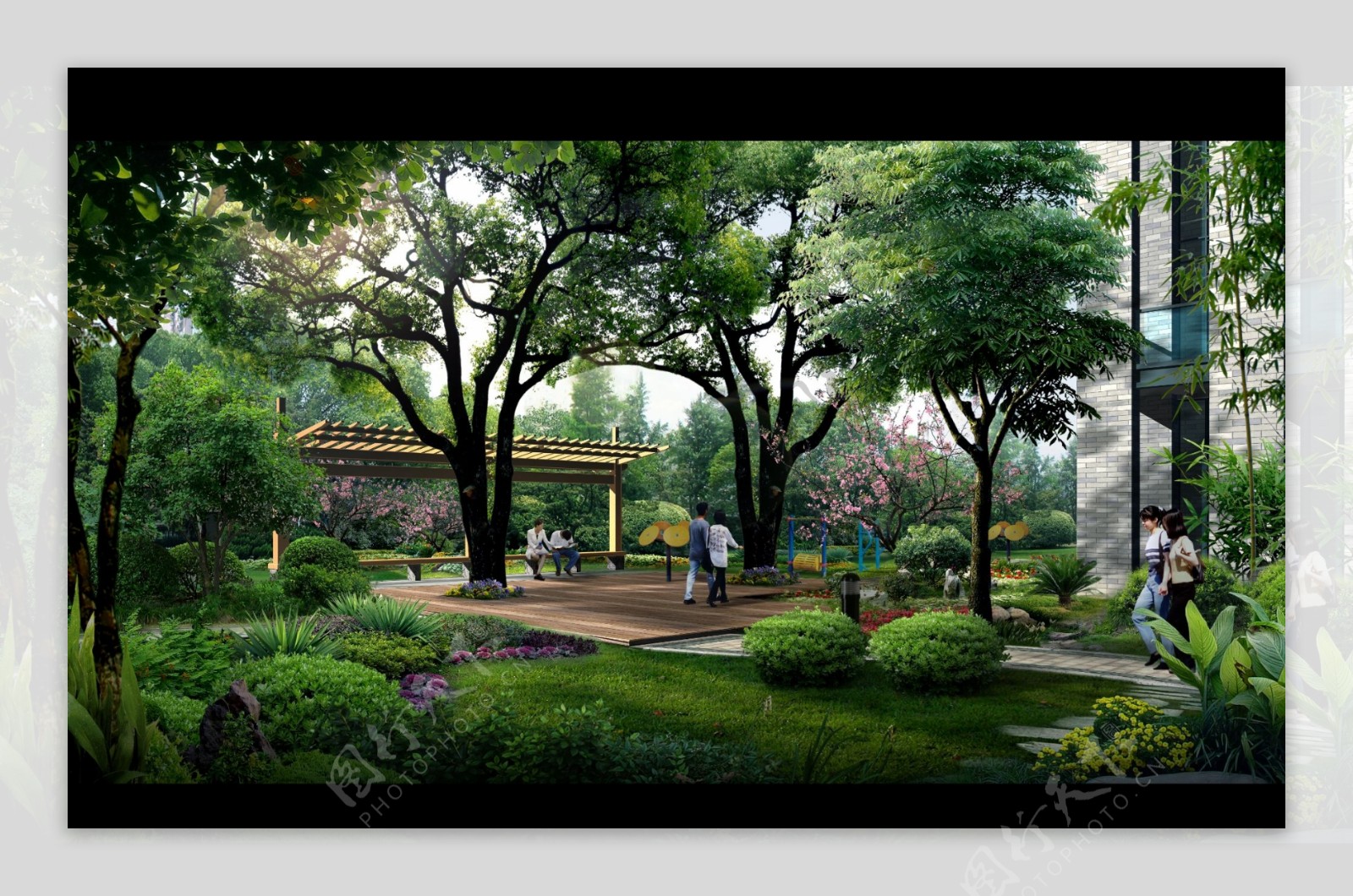 园林绿化景观设计效果图psd素材图片