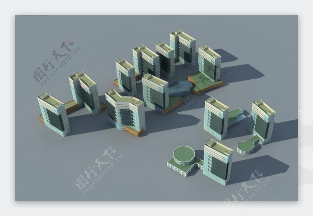 城市规划商业大厦建筑群3D模型