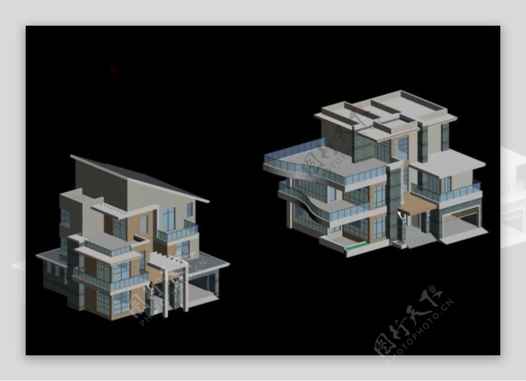 现代多层别墅建筑群3D模型设计