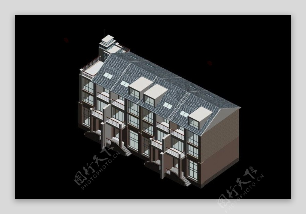 别墅区建筑群3D模型效果图