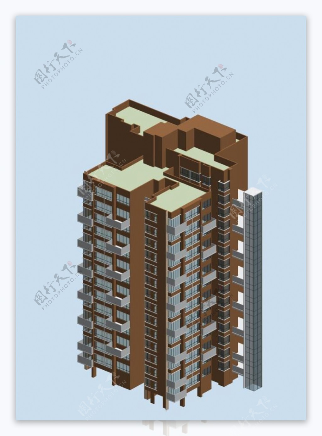 凹面高层住宅建筑3D模型