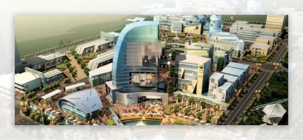 高科技现代城市规划城市景观鸟瞰图