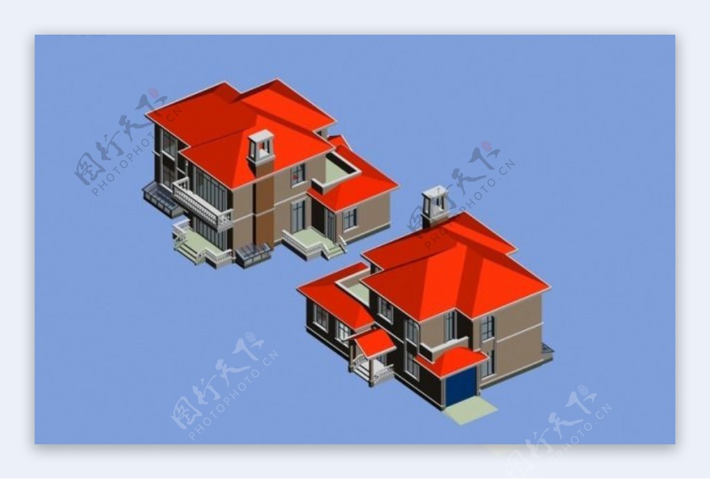 欧式红瓦别墅3D模型