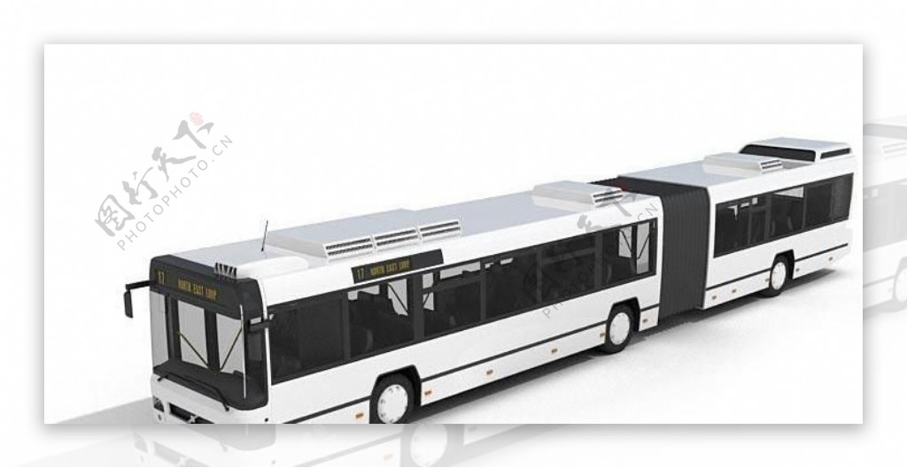城市白色公交车整体模型05