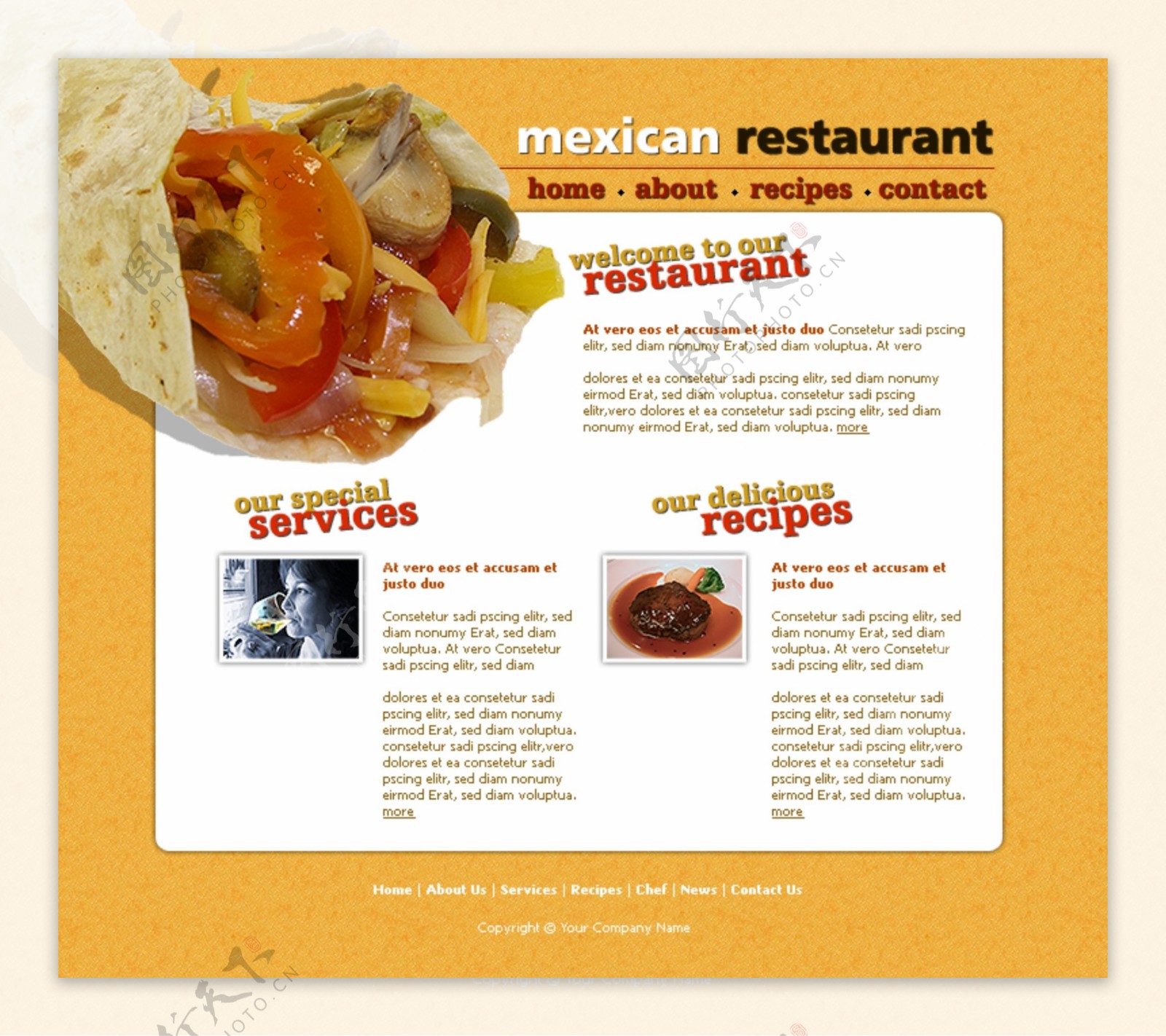墨西哥饮食店网页模板