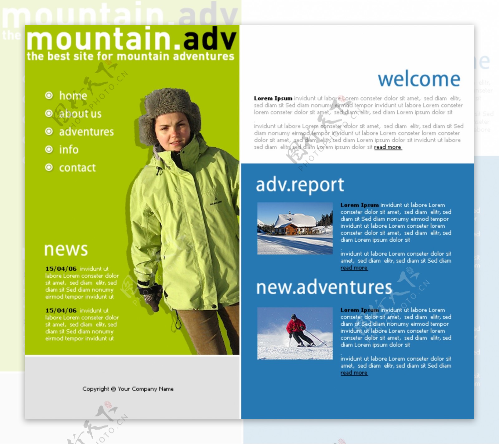 欧美滑雪运动爱好者网站模板