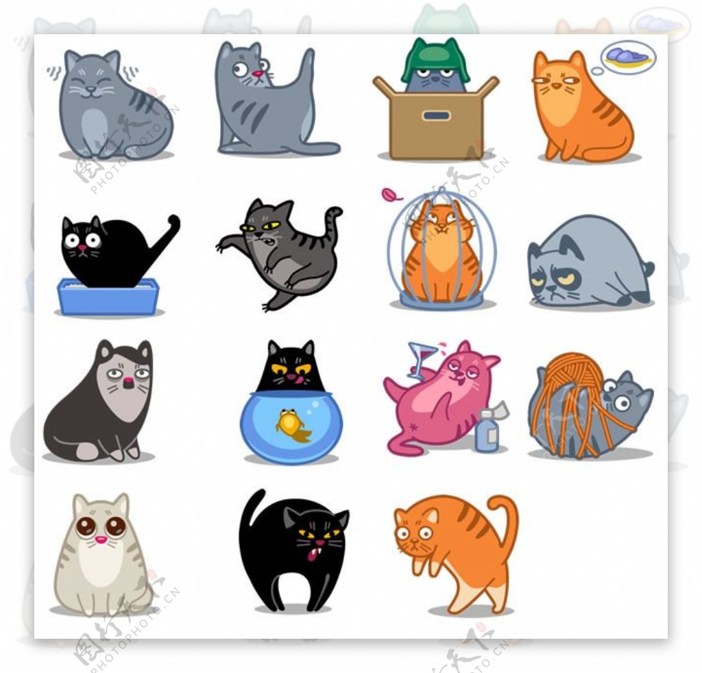 卡通猫咪图标素材