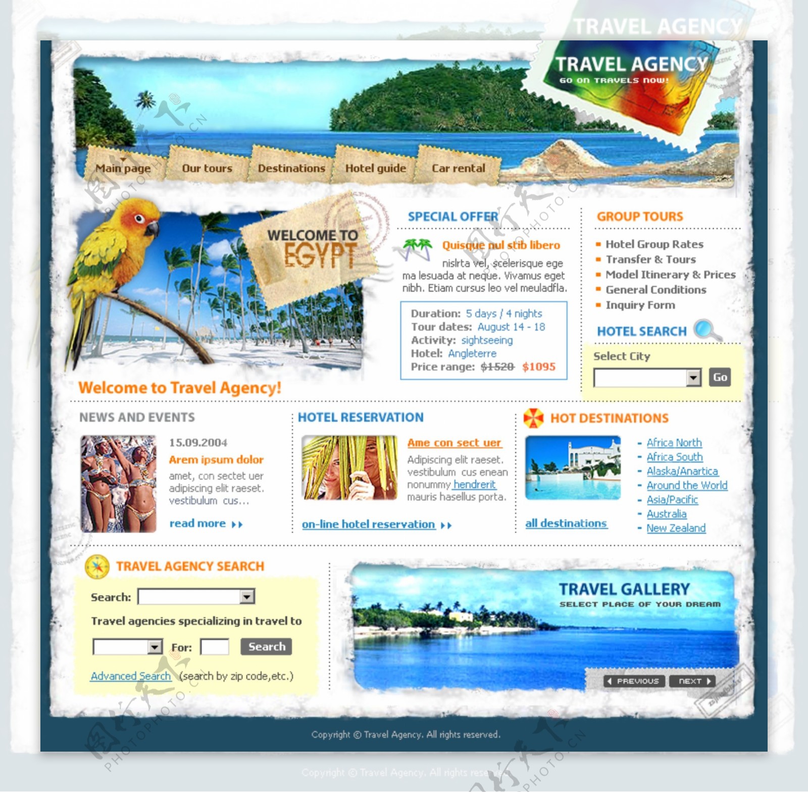 国外旅游类网站模板图片