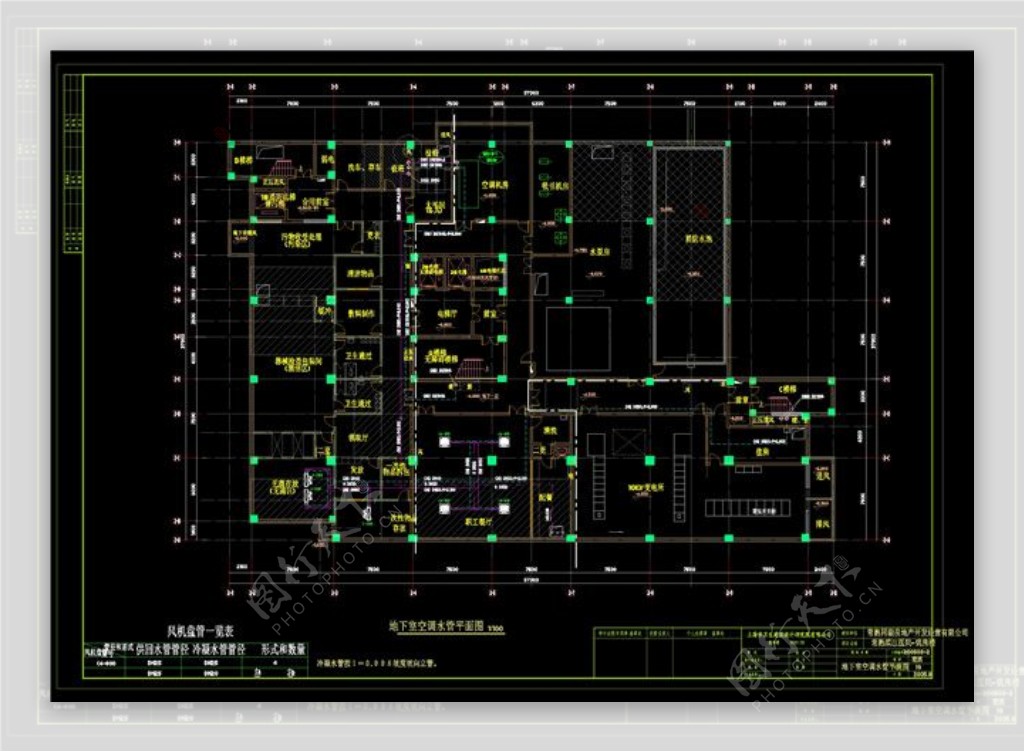 地下室空调水管平面图CAD图纸