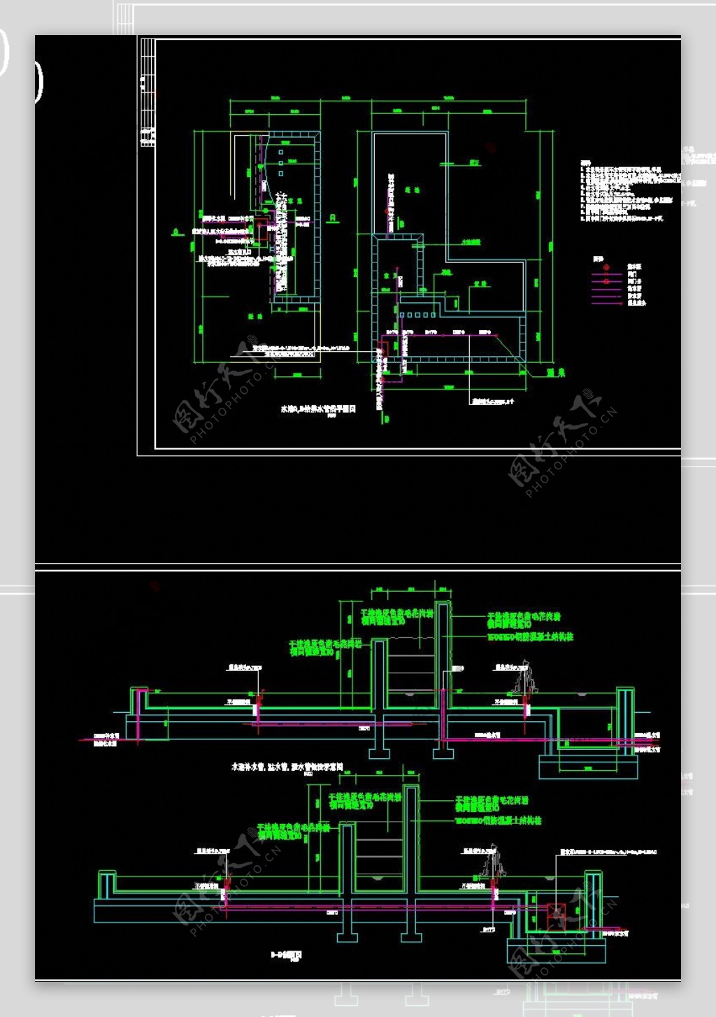 走廊水池cad图纸