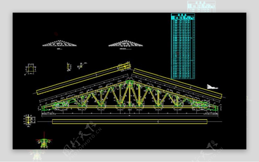 21米桁架CAD图纸