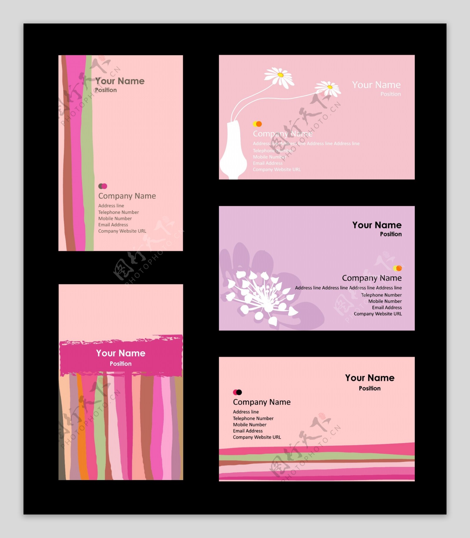 粉色系列卡片矢量素材