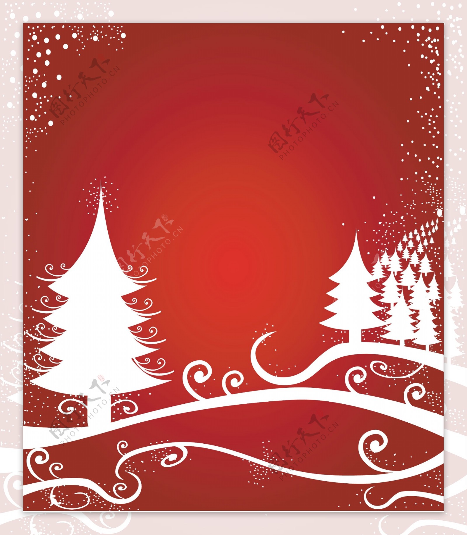 矢量红色背景圣诞树素材