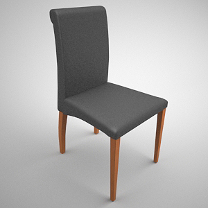 现代深蓝软垫餐椅3D模型