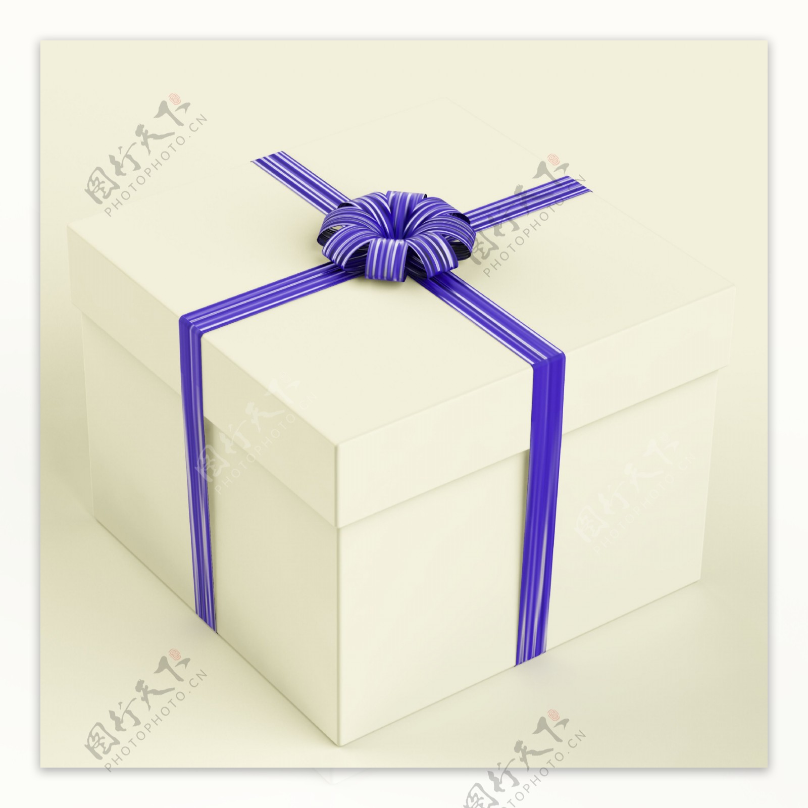 与蓝带作为生日礼物的人白礼品盒