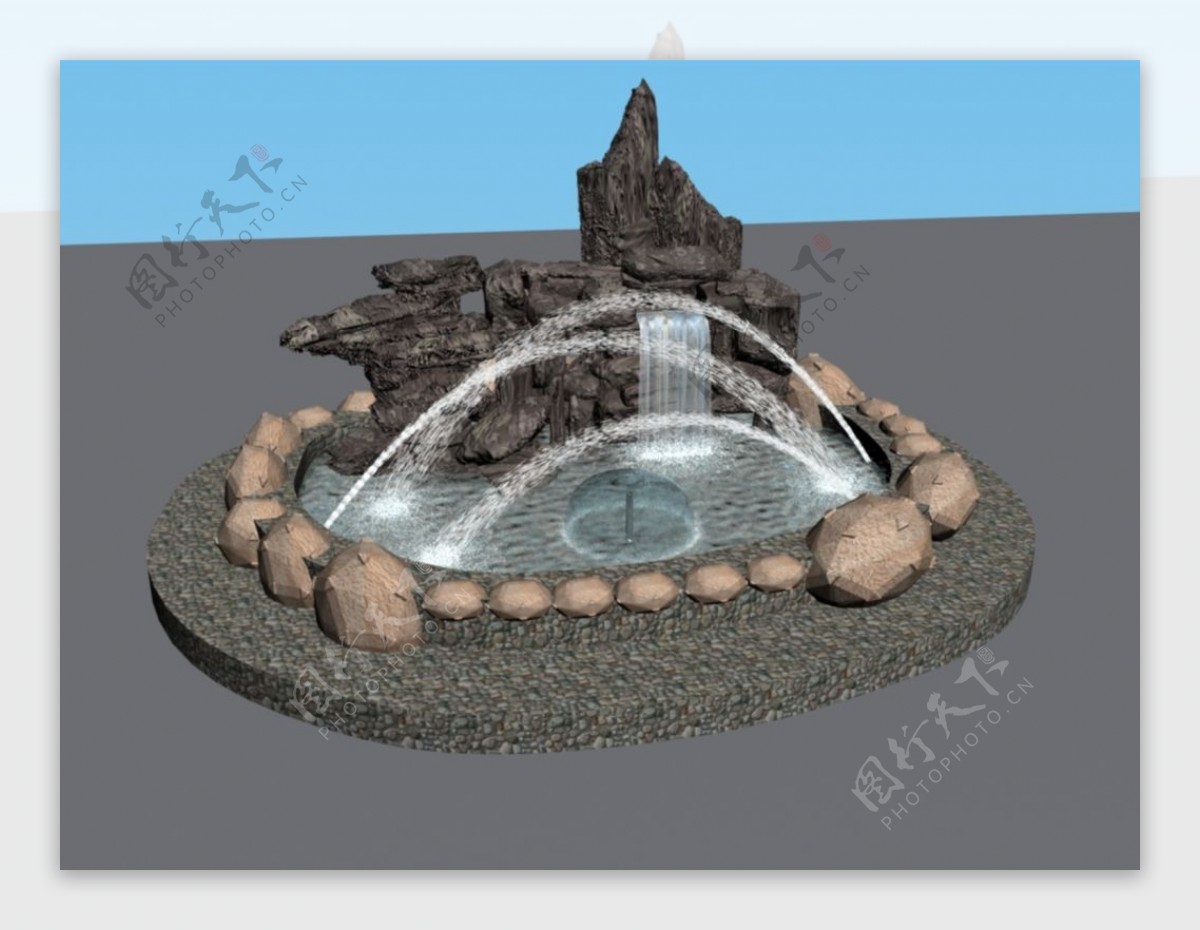 假山喷泉3d模型