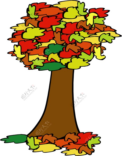 秋天的彩色树剪贴画