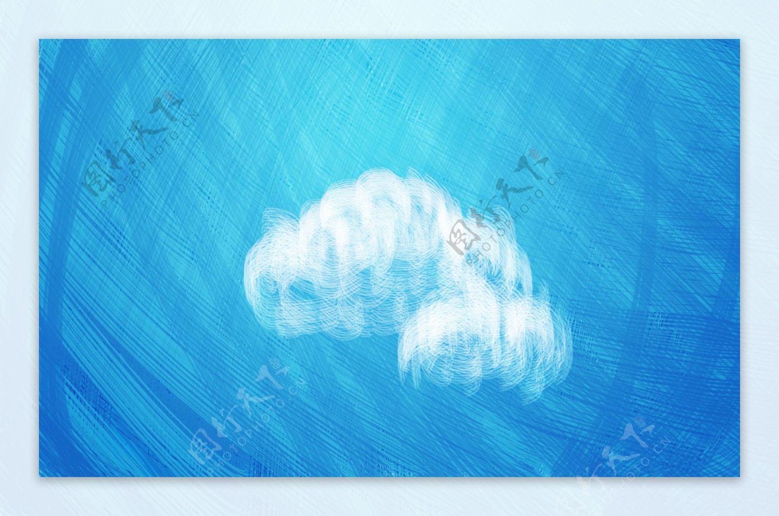 手绘卡通蓝天白云一朵云壁纸