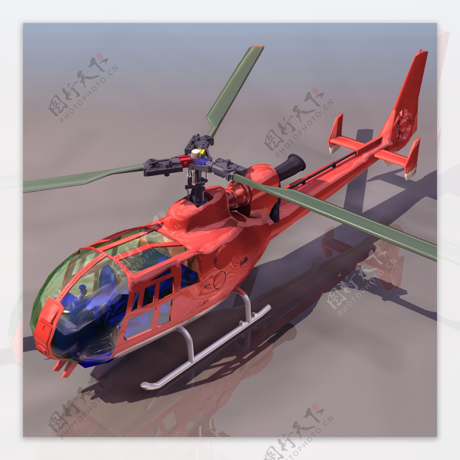 中型武装直升机3D模型