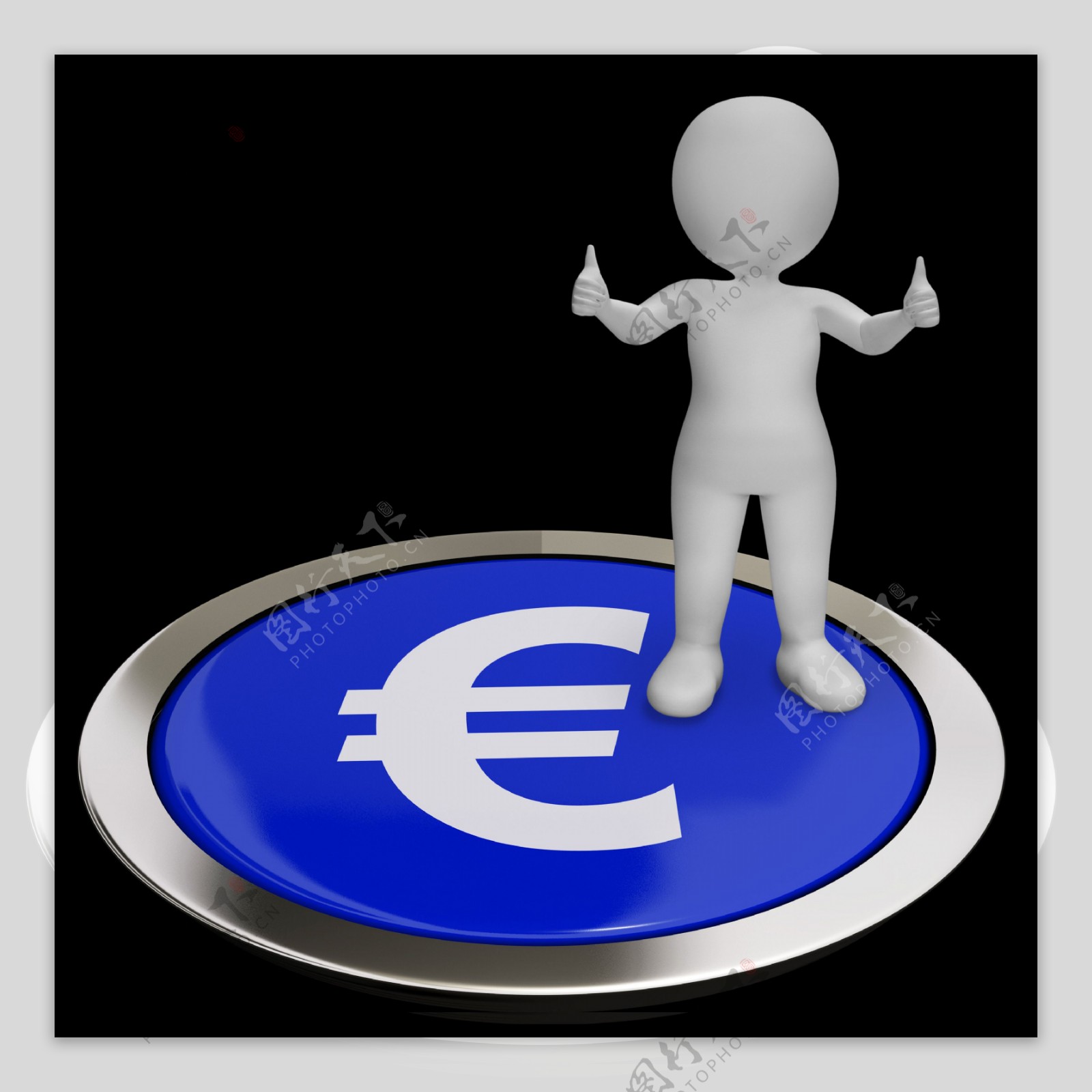 欧元符号按钮显示资金和投资