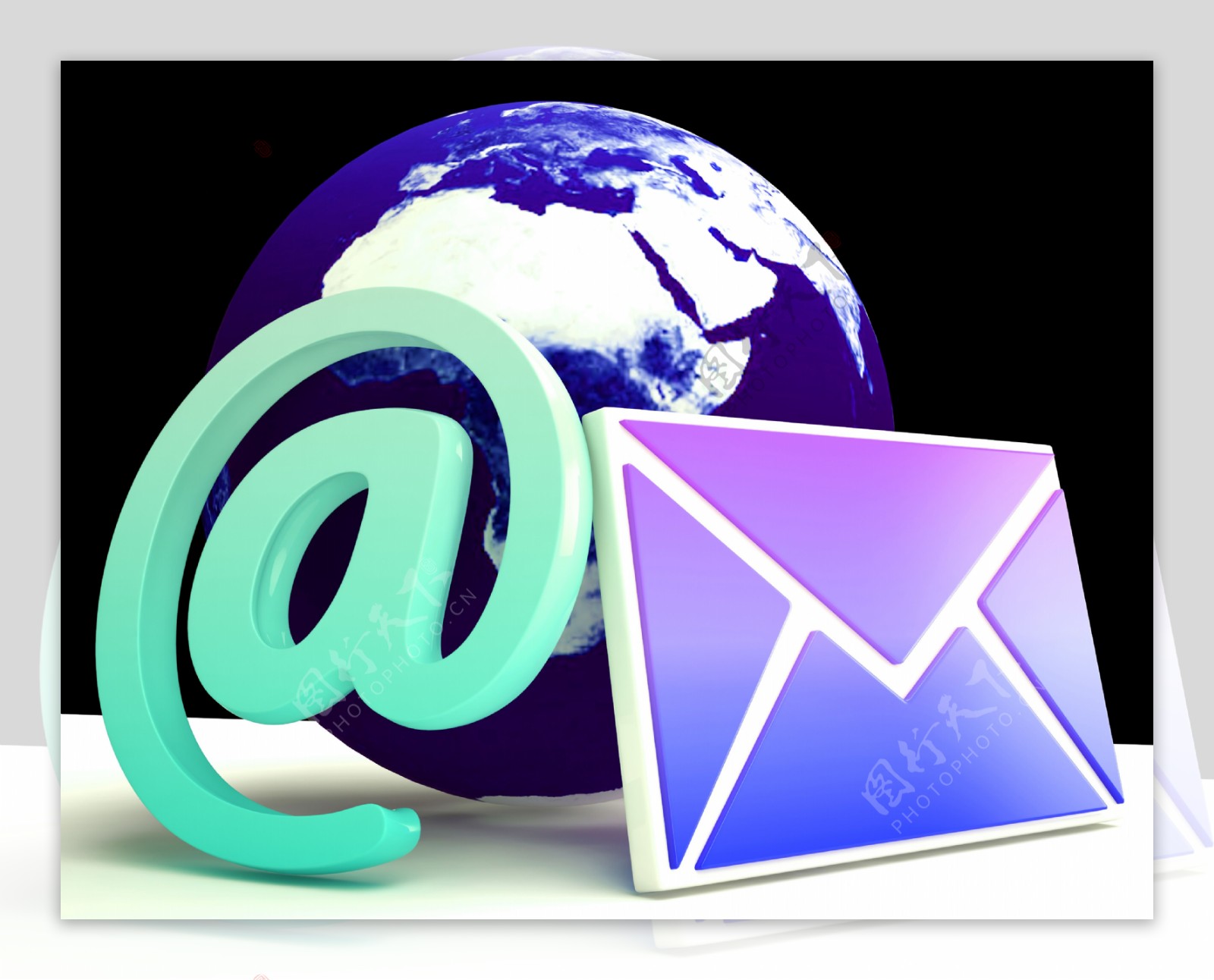 电子邮件显示世界的全球通信网络
