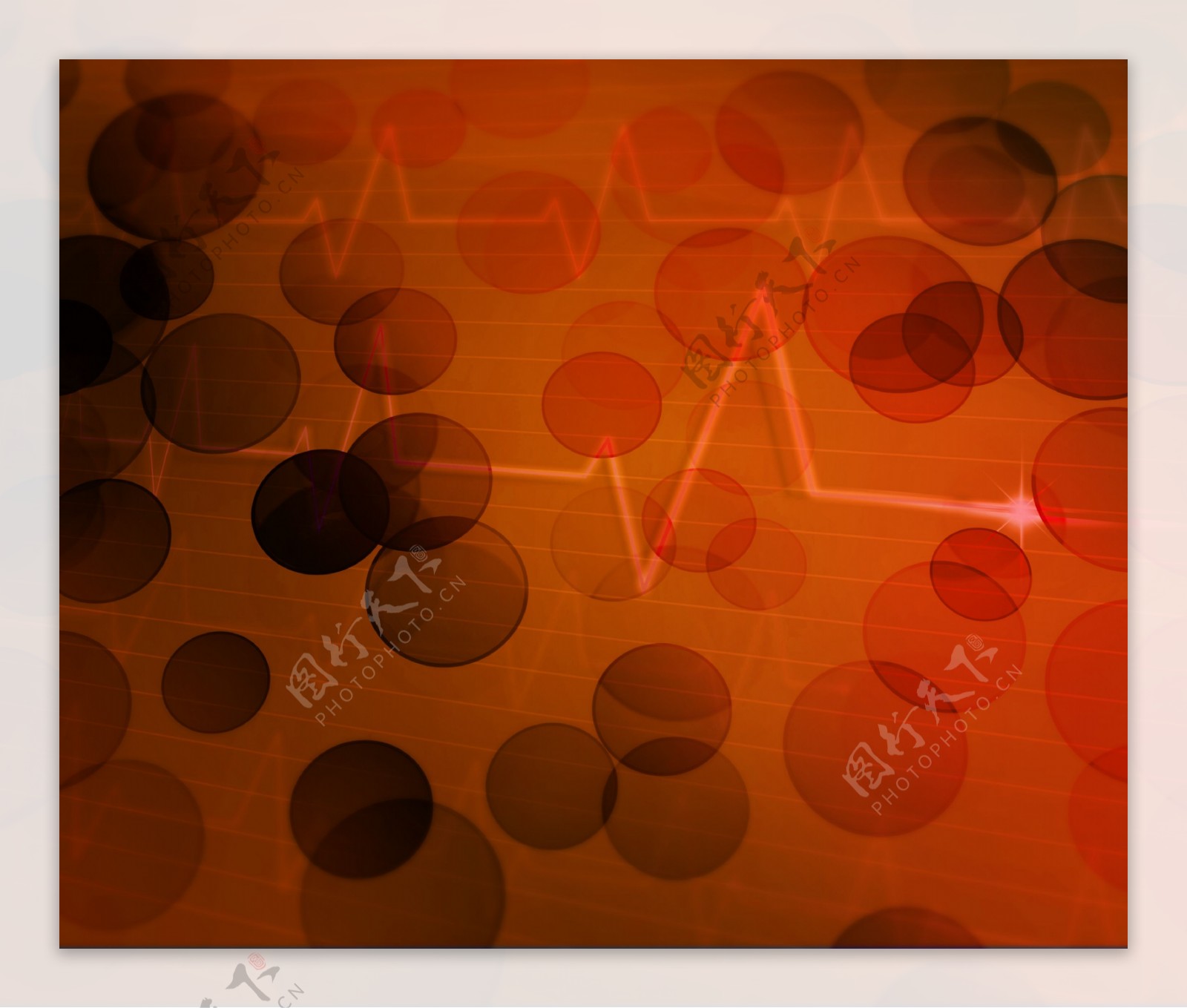 橙色的心电图的医学背景