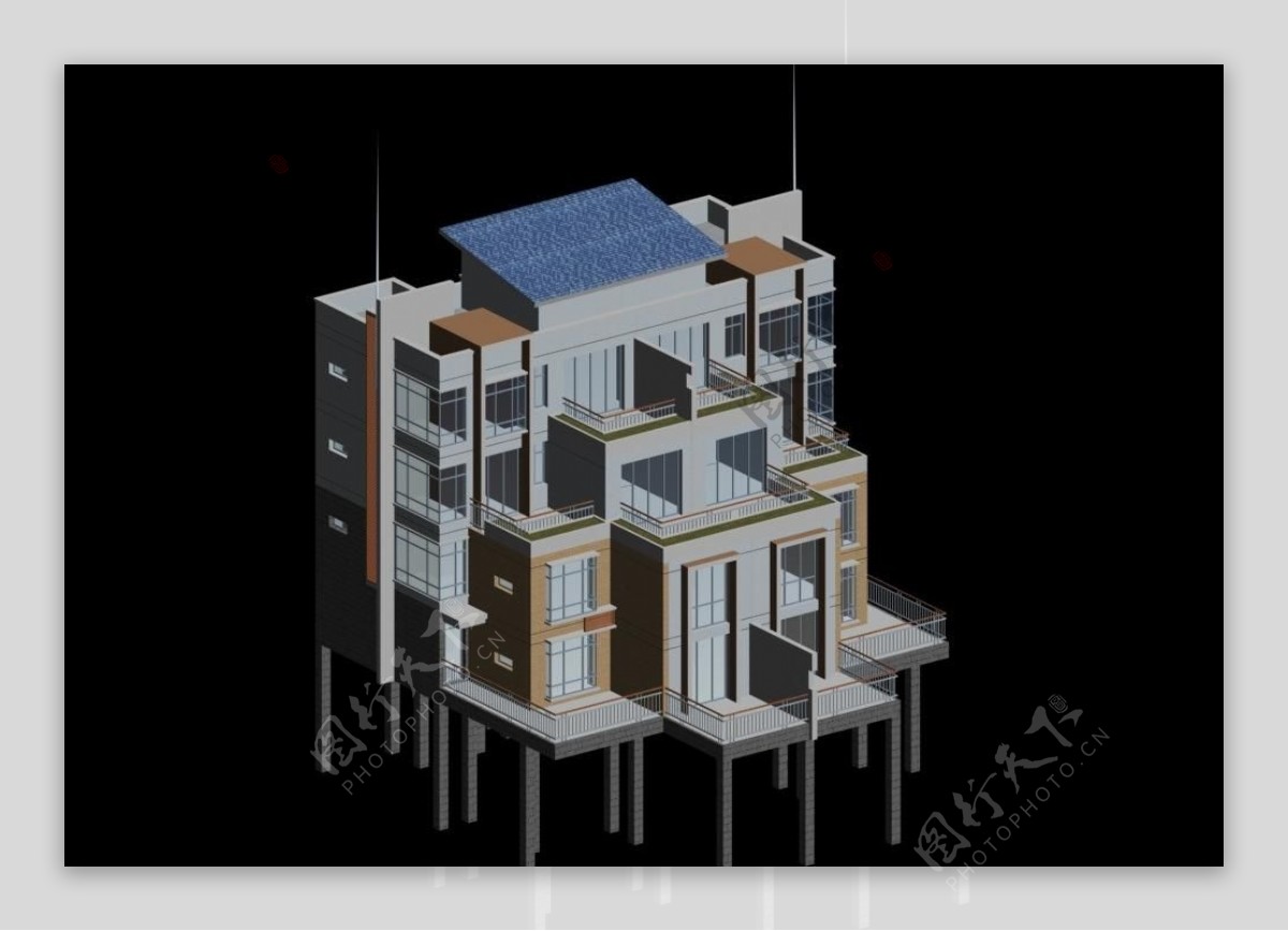 双拼别墅3d模型图片