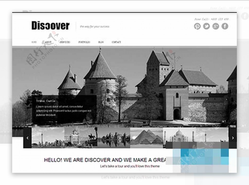 美丽黑色的旅游景区HTML5网站模板