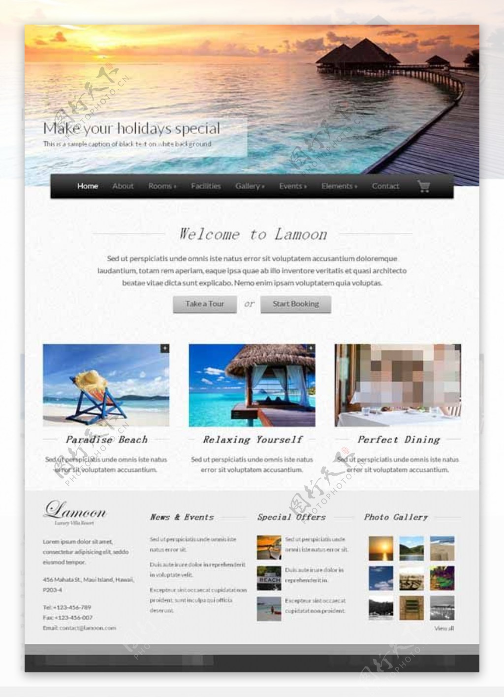 海边度假HTML酒店模板