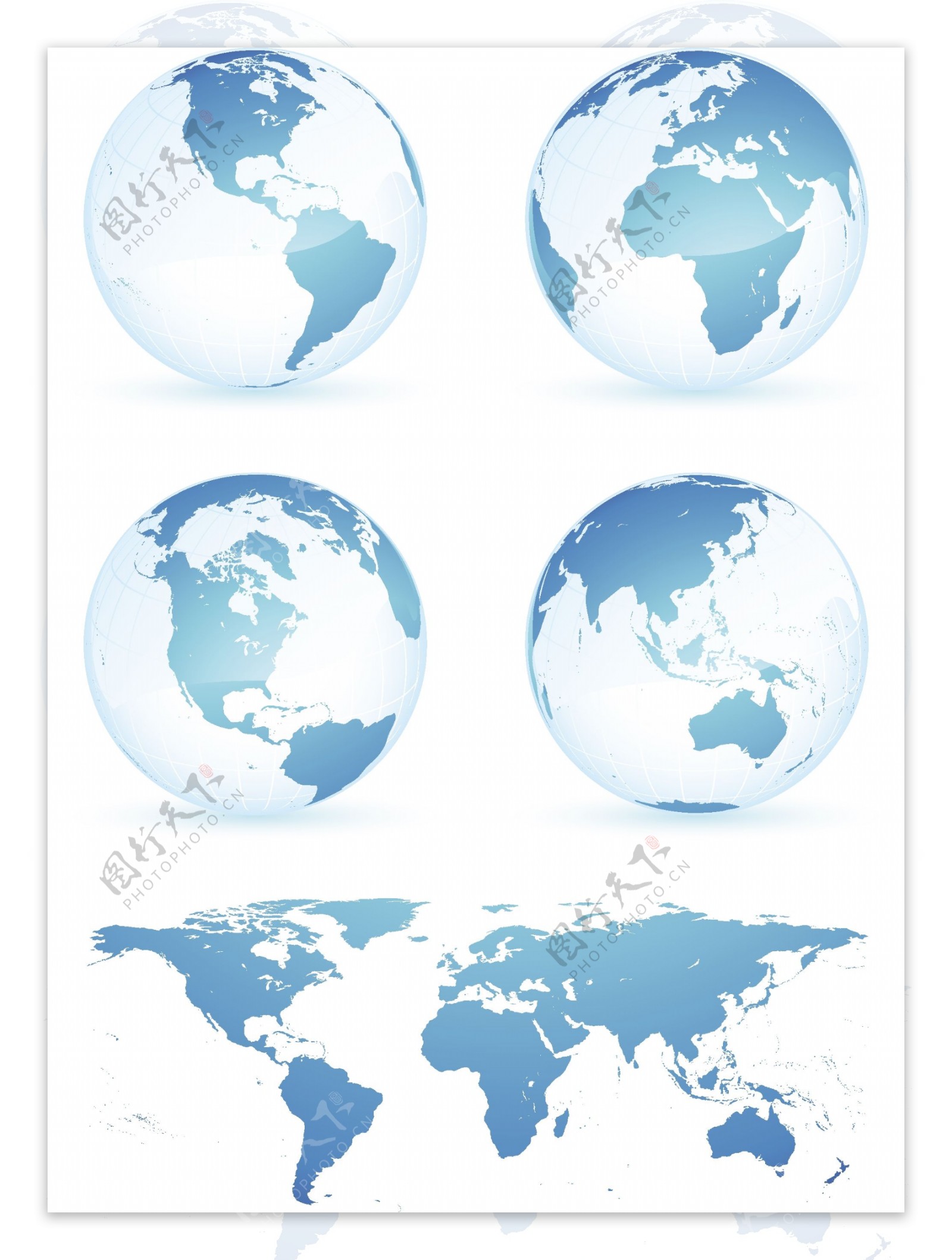 地球和世界地图矢量图下载