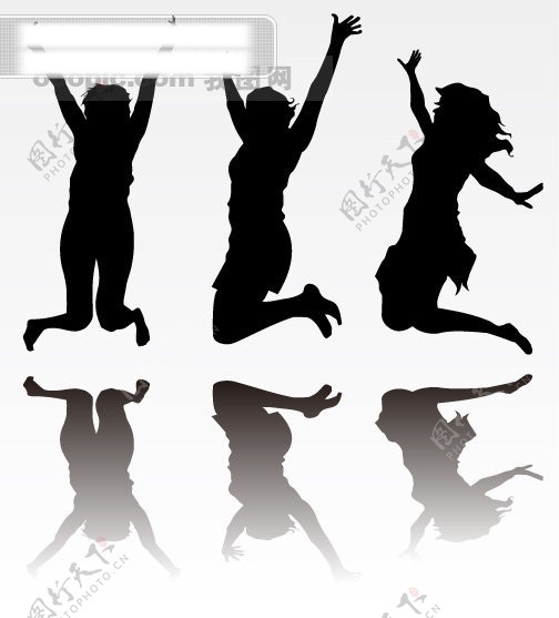 跳动人物剪影矢量素材eps格式矢量人物剪影跳动跳跃女性女人矢量素材