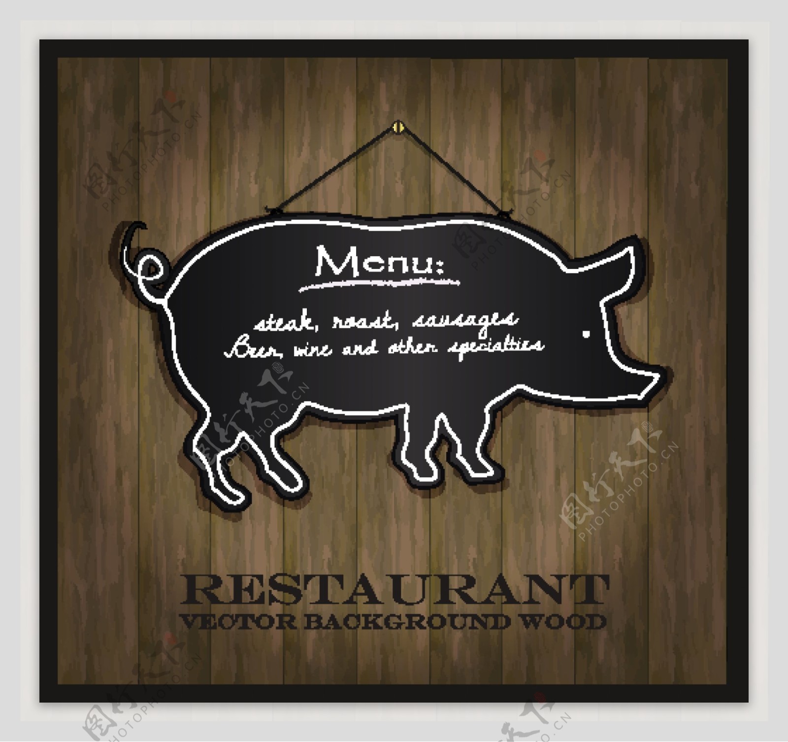 烤猪肉餐厅菜单封面设计图片