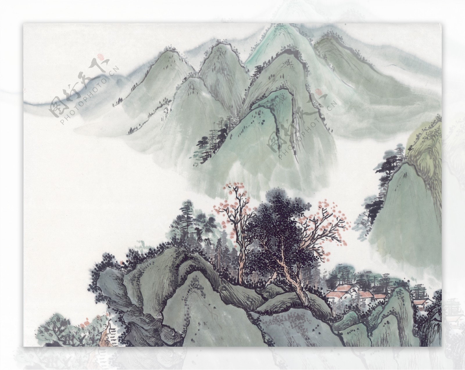 锦绣山河水墨画