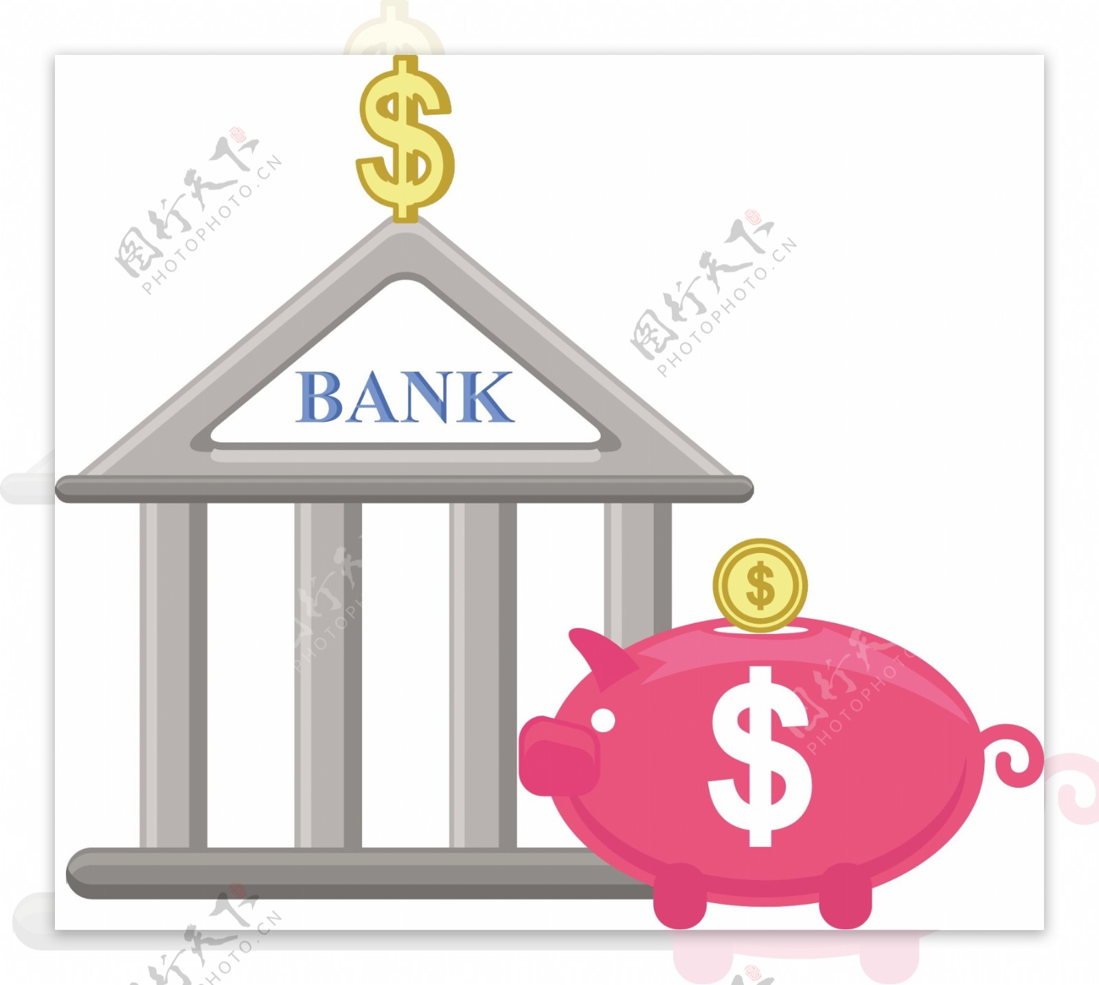 小猪银行和银行储蓄和投资的概念图标