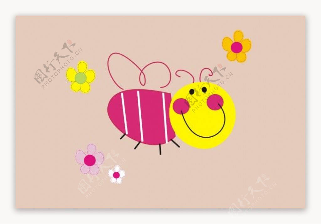 卡通动物小花小蜜蜂设计