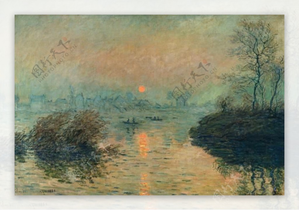 SunsetontheSeineWinterEffect1880法国画家克劳德.莫奈oscarclaudeMonet风景油画装饰画