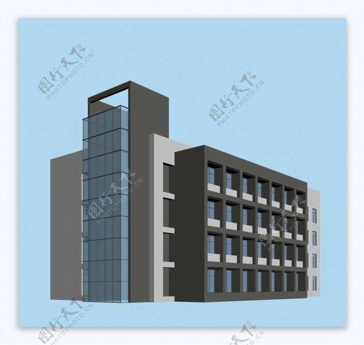 现代办公楼建筑模型图片