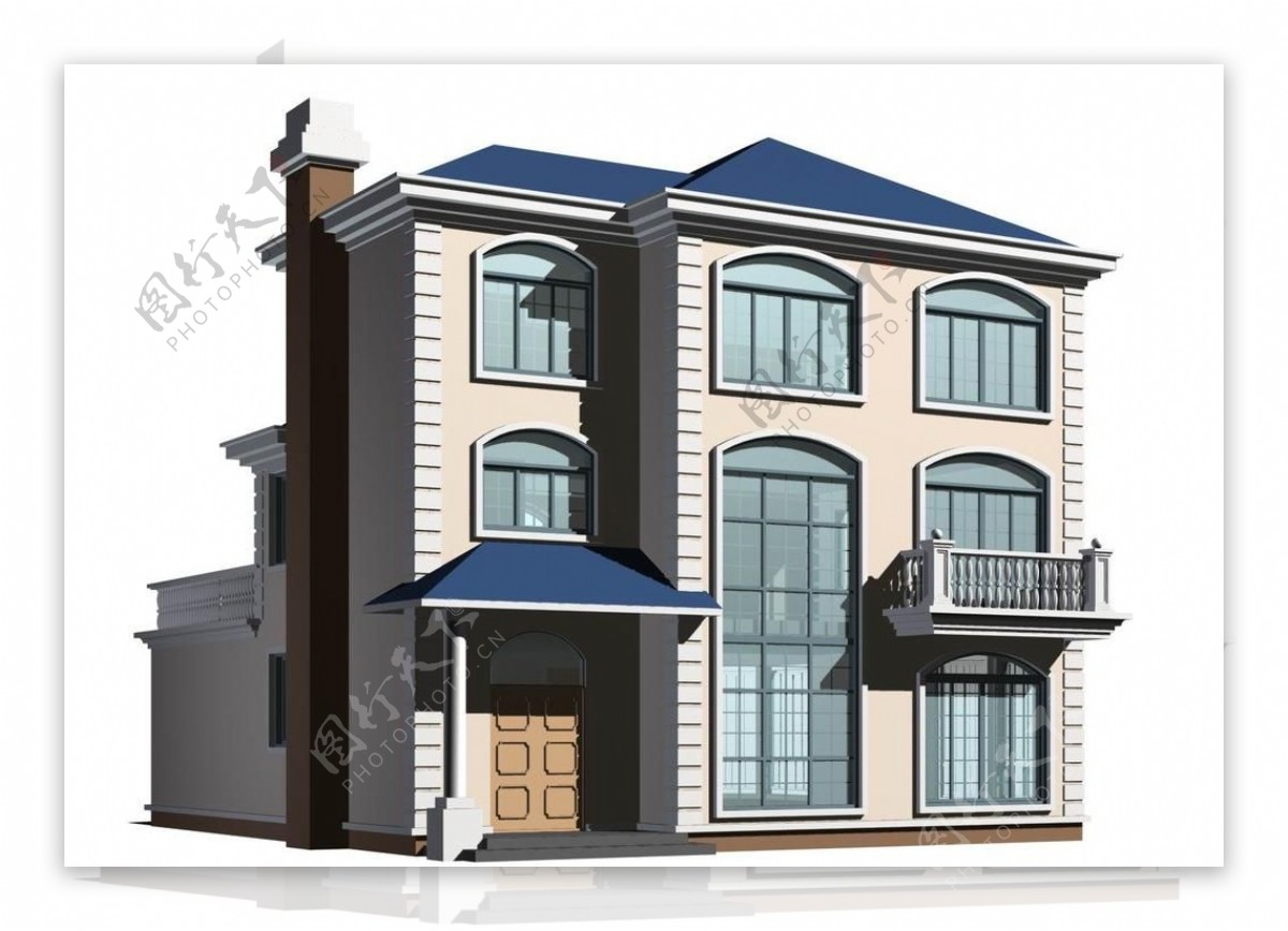三层独栋别墅模型图片