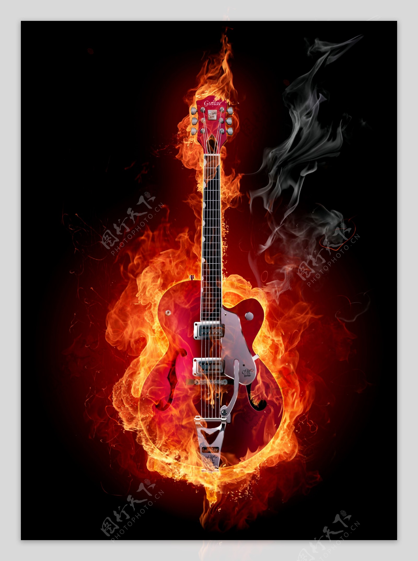 高清创意设计素材火焰吉他