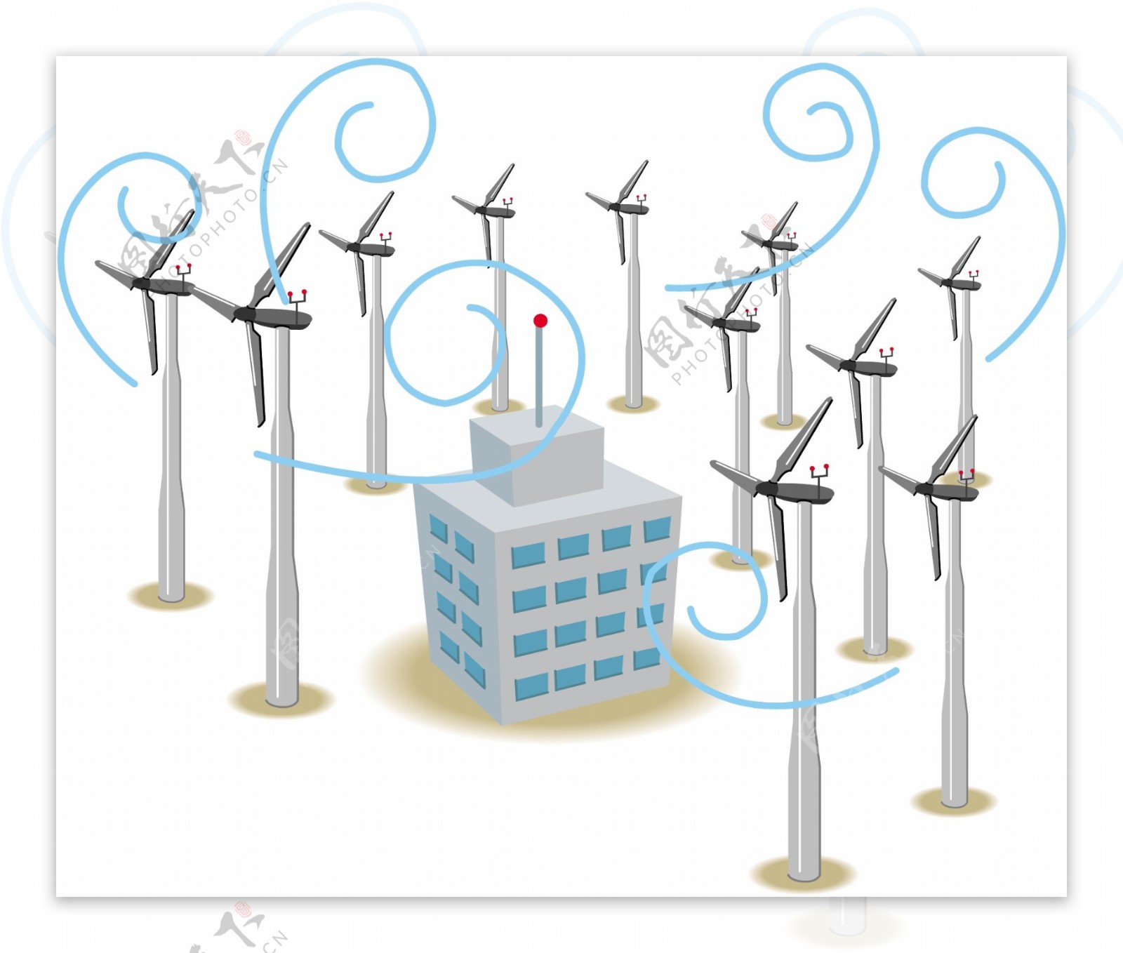 风力发电插画图片