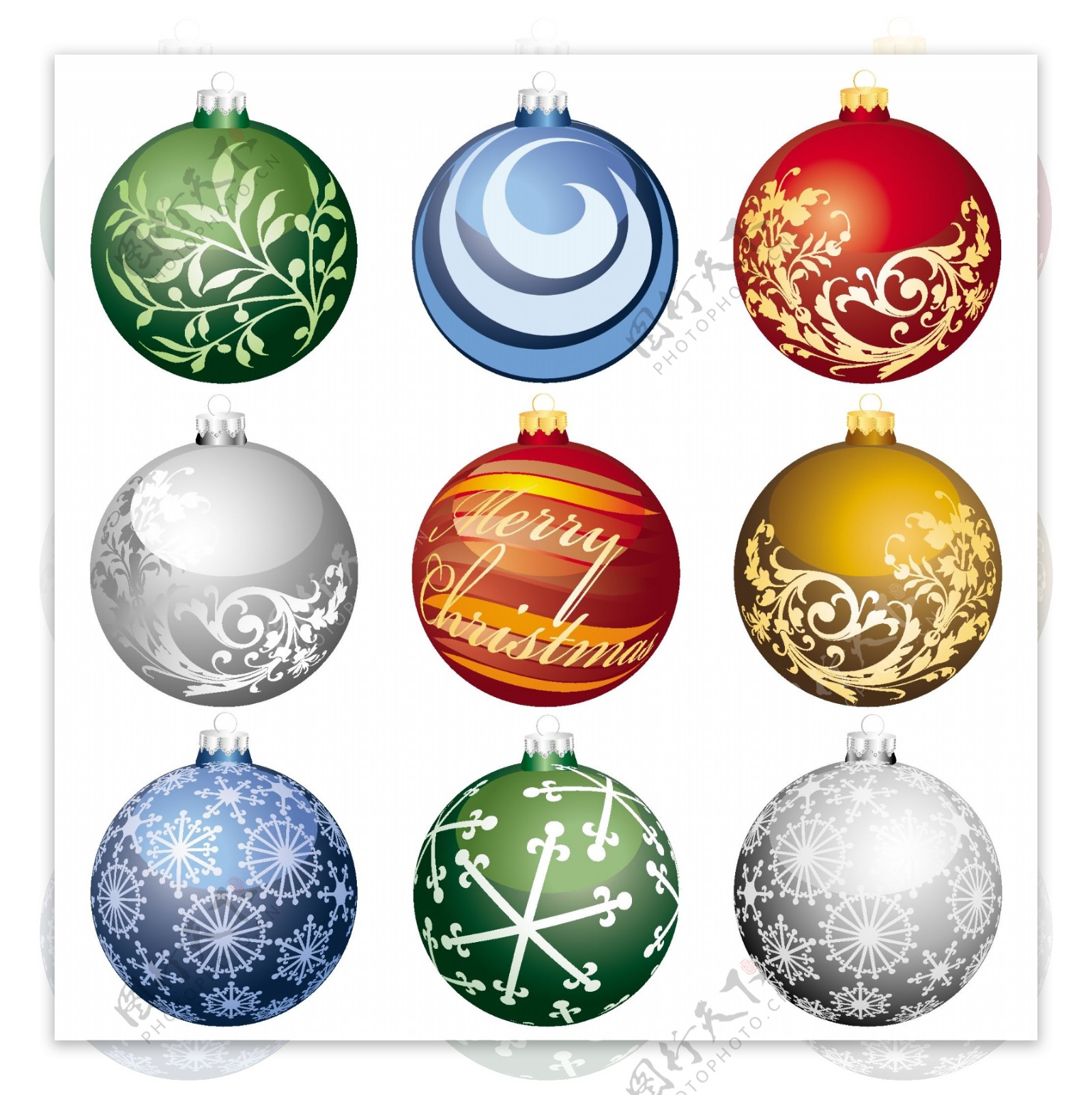 圣诞彩球矢量图像部分2免费下载