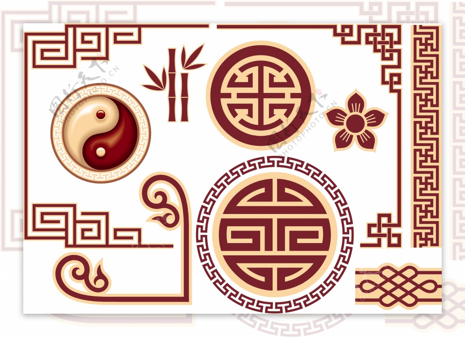 中式古典花纹04矢量素材