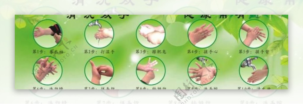 幼儿园洗手十步图片