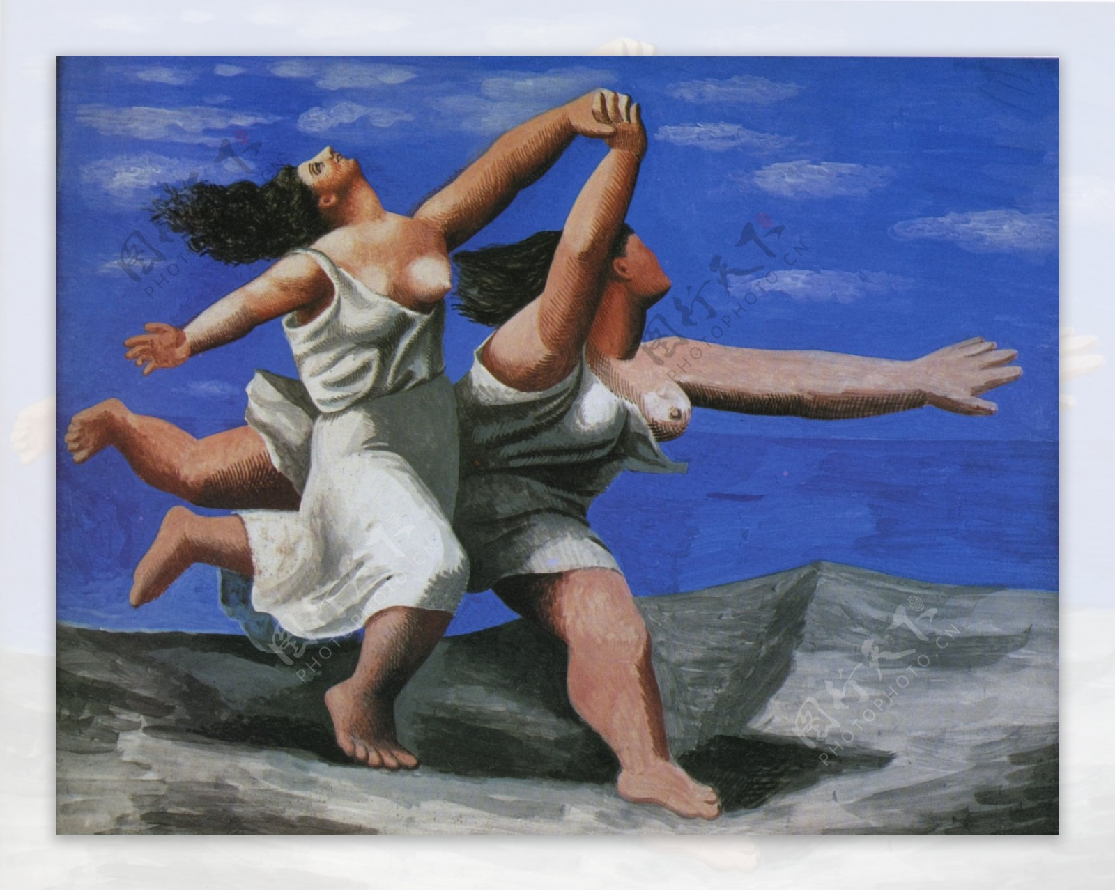 1922DeuxfemmescourantsurlaplageLacourse西班牙画家巴勃罗毕加索抽象油画人物人体油画装饰画