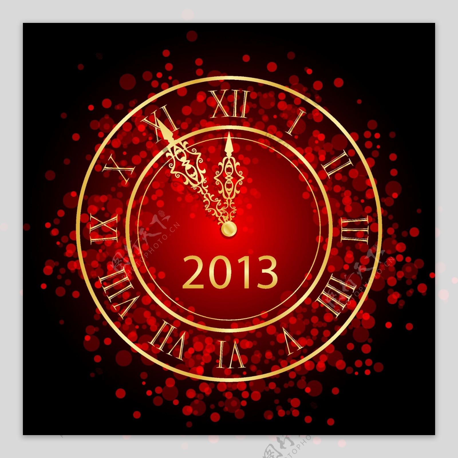 2013新年钟表背景矢量图