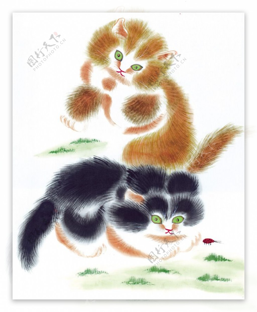 猫咪花猫小猫动物可爱家猫病猫中华艺术绘画